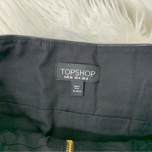 TopShop Embriodered Faux Leather Skirt - Picture 3 of 8